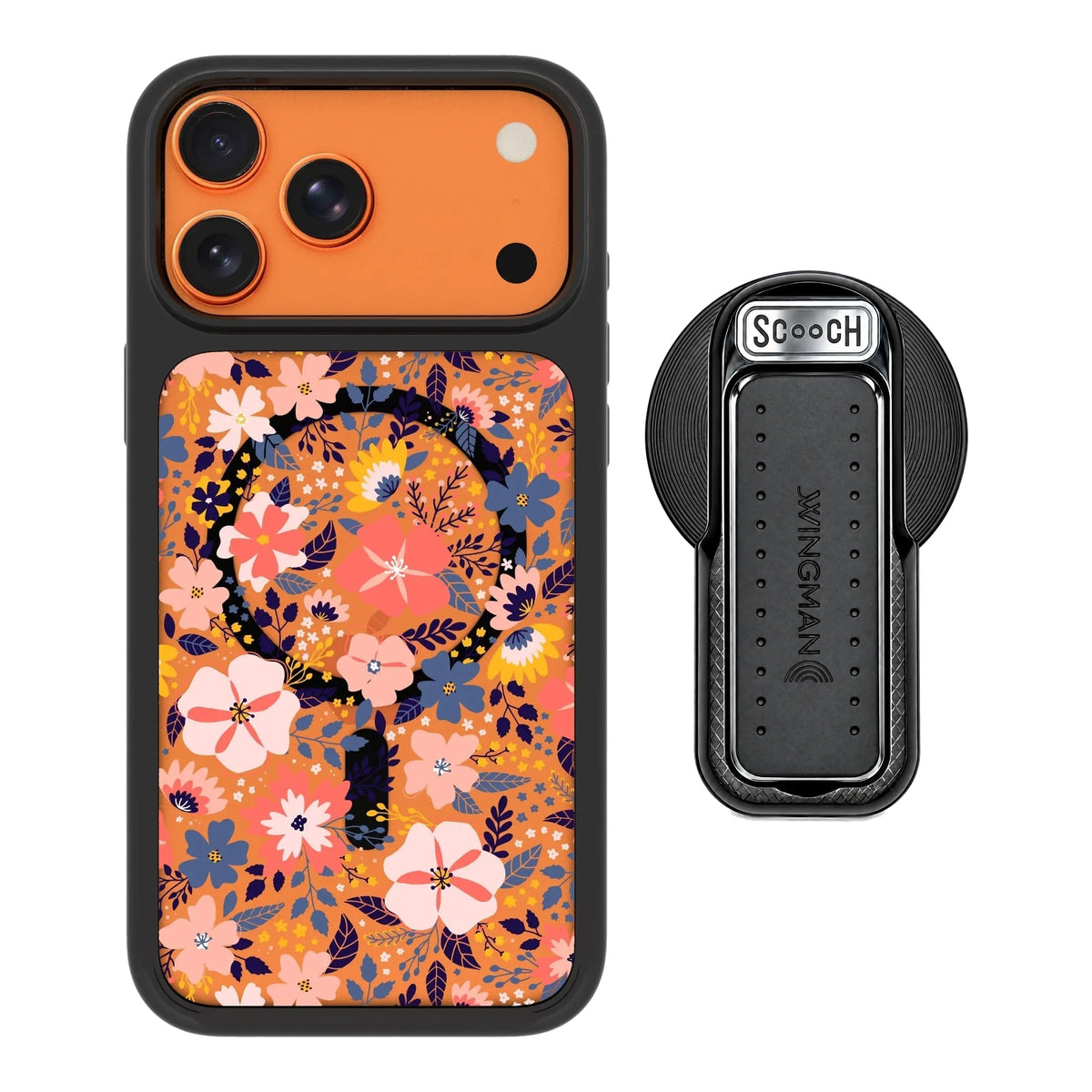 MagCase Wildflowers for iPhone 17 Pro Max with Black Wingback for MagSafe