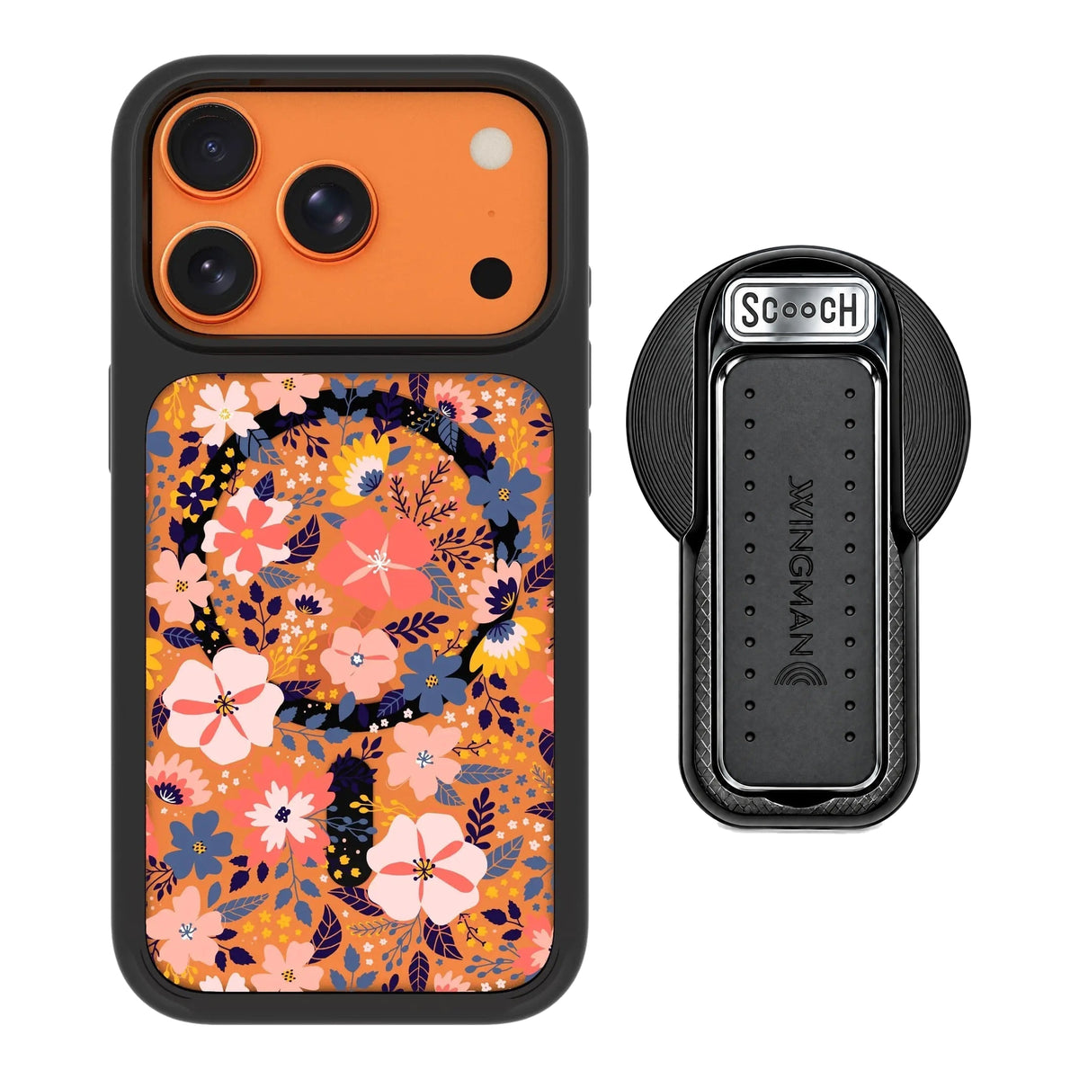 MagCase Wildflowers for iPhone 17 Pro with Black Wingback for MagSafe
