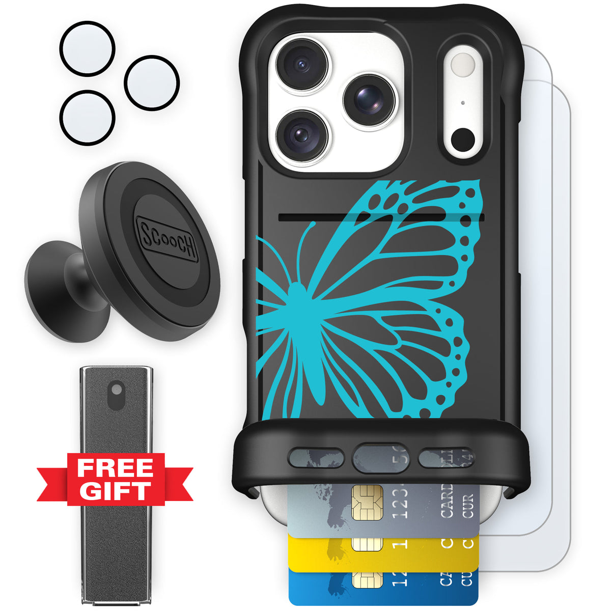 Wingmate Azure Butterfly for iPhone 18 Pro — Defender Bundle