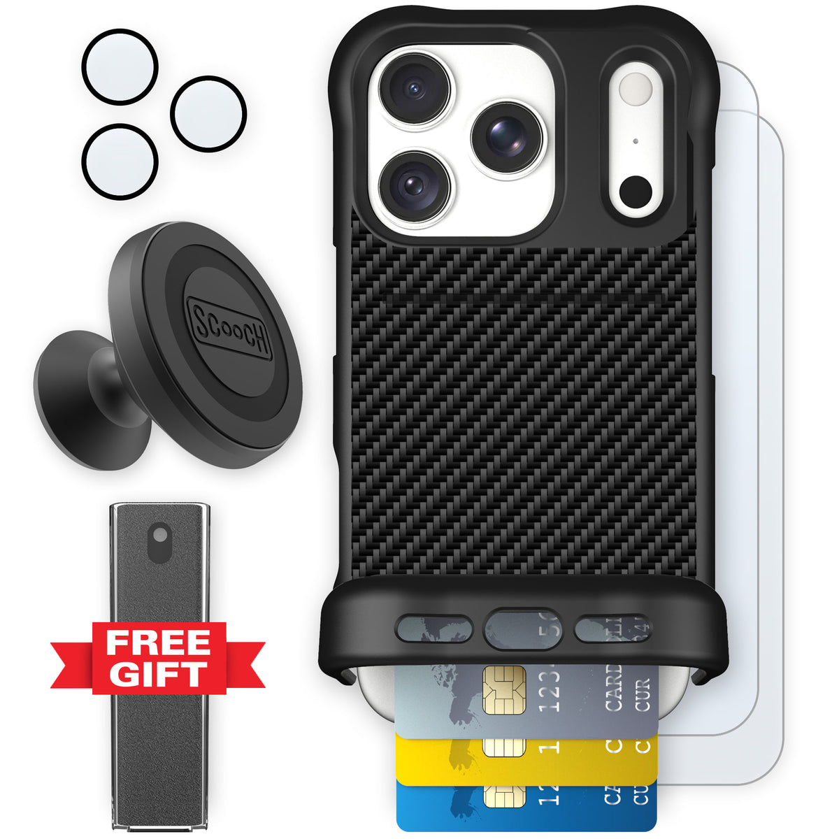 Wingmate Carbon Fiber for iPhone 18 Pro — Defender Bundle
