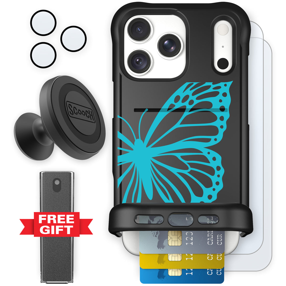 Wingmate Azure Butterfly for iPhone 18 Pro Max — Defender Bundle