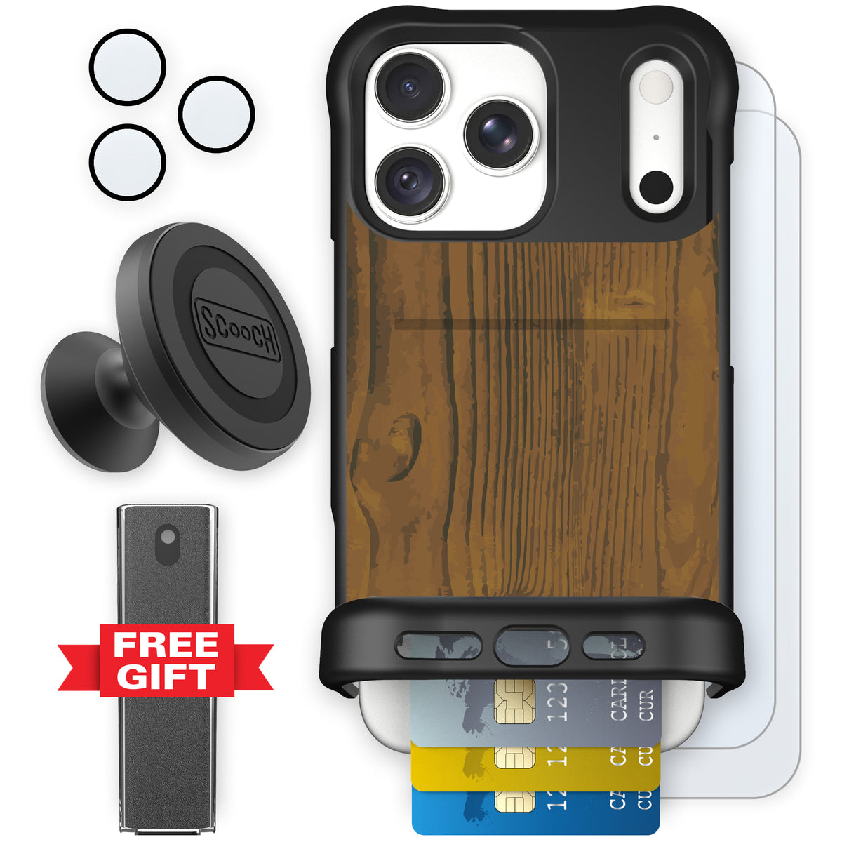 Wingmate Wood Grain for iPhone 18 Pro Max — Defender Bundle